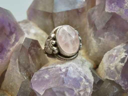 rose quartz ~ silver ring