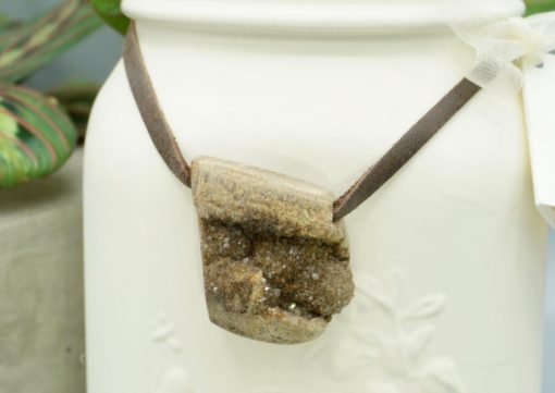 crystallized petrified wood amulet necklace