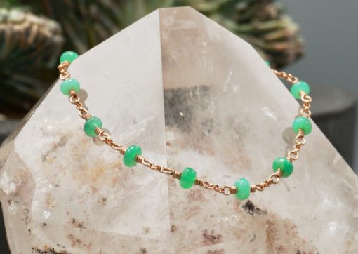 chrysoprase ~ rose gold chain bracelet