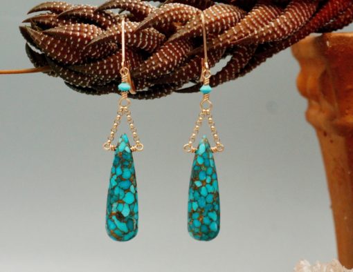 mohave turquoise drops ~ rose gold rolo chain earrings