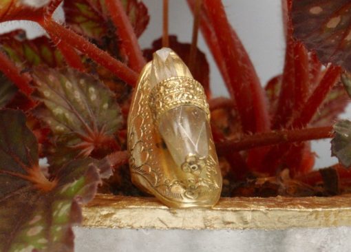 tibetan copper quartz crystal ~ brass ring