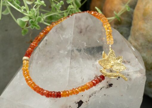 fire opal ~ gold lotus flower toggle bracelet