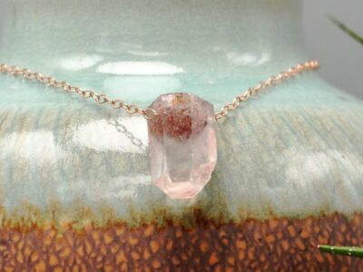 phantom hematite amulet ~ rose gold chain necklace