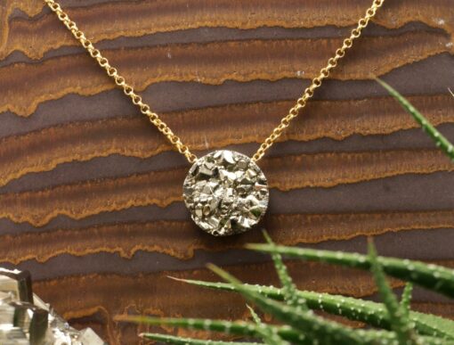 pyrite amulet ~ gold rolo chain necklace