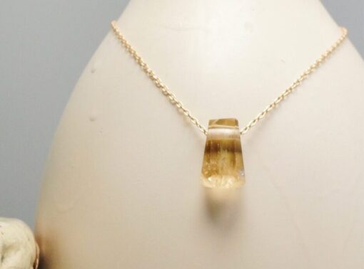 faceted citrine amulet ~ gold chain necklace