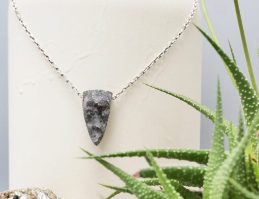 druzy stalactite amulet ~ silver chain necklace