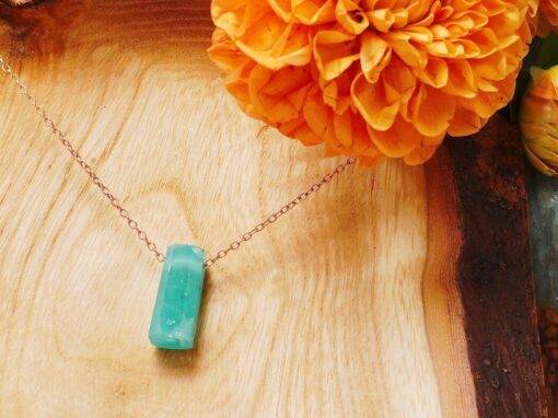 smithsonite amulet ~ brushed rose gold chain necklace