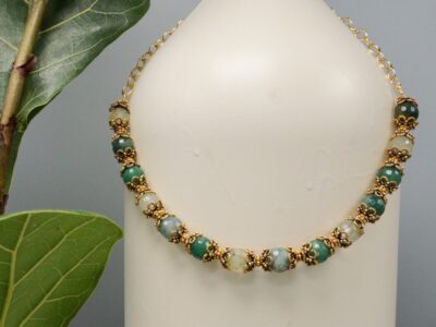 aventurine ~ tourmalinated quartz ~ moss agate ~ gold chain necklace