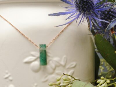 emerald crystal amulet rose gold chain necklace