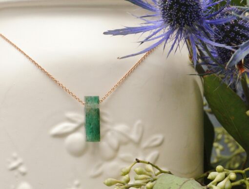 emerald crystal amulet rose gold chain necklace