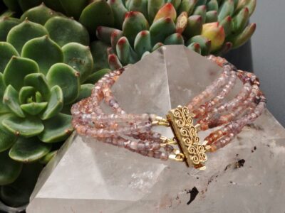 faceted spinel ~ 6-strand gold bar clasp bracelet