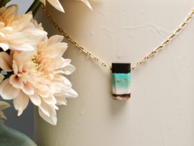 opalized wood amulet ~ gold chain necklace