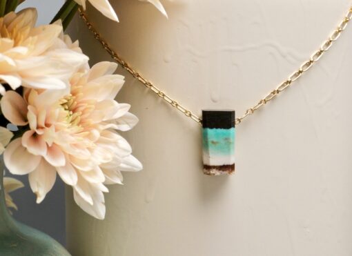 opalized wood amulet ~ gold chain necklace