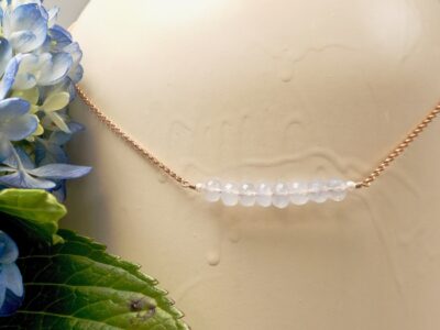 faceted chalcedony bar ~ rose gold chain necklace