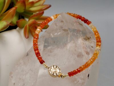 fire opal ~ gold flower clasp bracelet