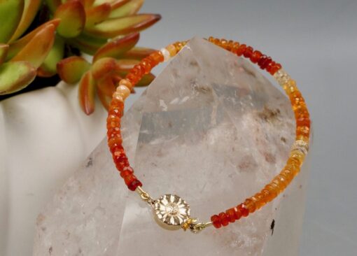 fire opal ~ gold flower clasp bracelet