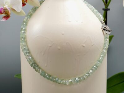 faceted aquamarine ~ silver toggle necklace