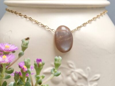 moonstone amulet ~ decorative gold chain necklace