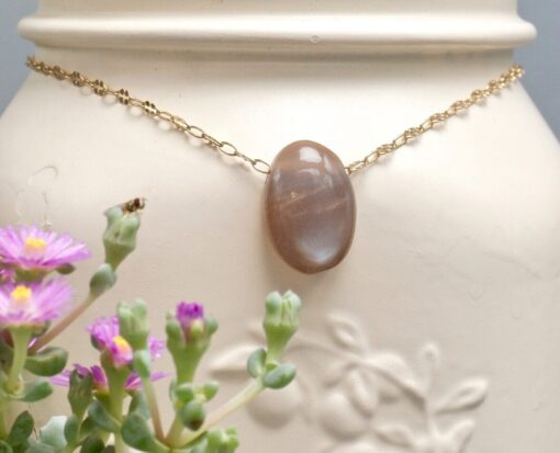 moonstone amulet ~ decorative gold chain necklace