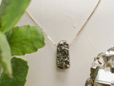 pyrite amulet ~ gold bar chain necklace