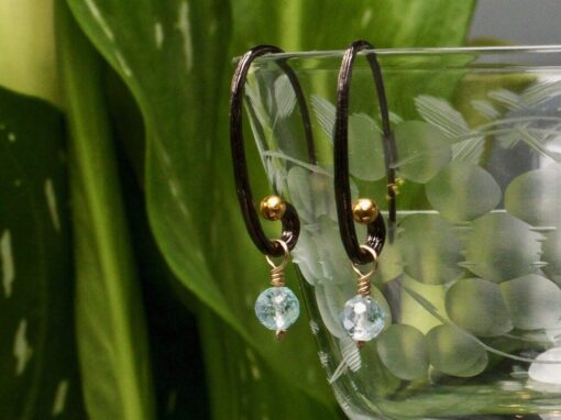 faceted blue topaz ~ oxidized silver and gold earwires