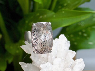 faceted super seven crystal ~ silver ring