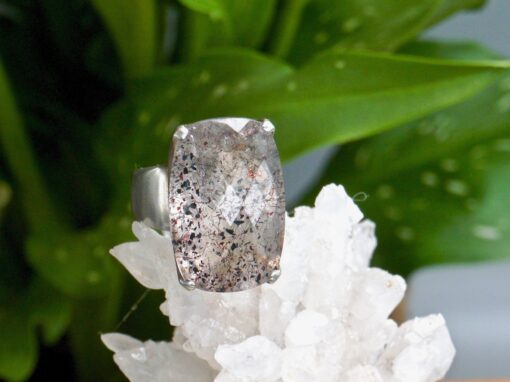 faceted super seven crystal ~ silver ring
