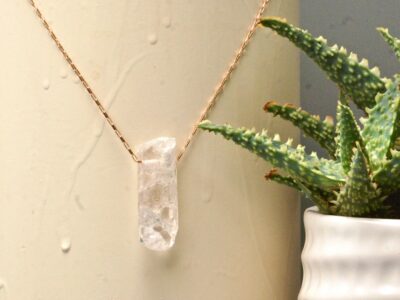 danburite crystal amulet ~ rose gold chain necklace