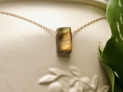 labradorite amulet ~ gold chain necklace