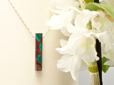 cuprite ~ chysocolla amulet ~ rose gold chain necklace