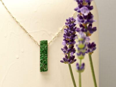 druzy uvarovite amulet ~ decorative gold chain necklace