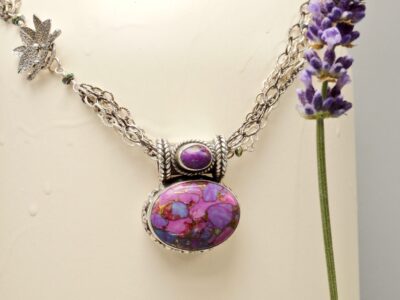 pink dream mojave turquoise amulet ~ multi-chain necklace