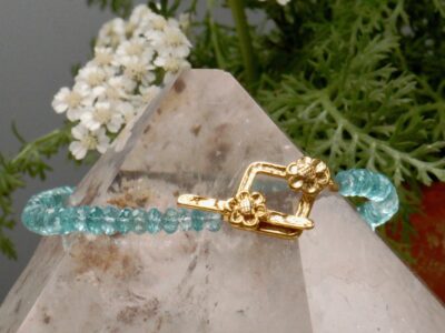 faceted apatite ~ gold flower toggle bracelet