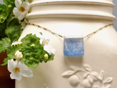 dumortierite amulet ~ gold bar chain necklace