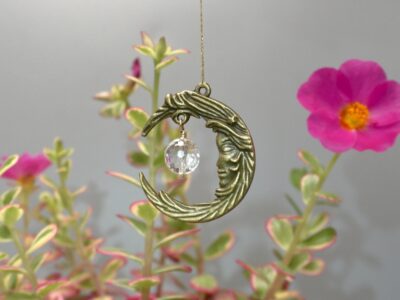 faceted quartz crystal ~ lady in the moon suncatcher
