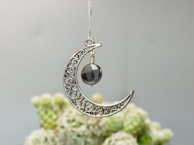 faceted terahertz crystal ~ silver half moon suncatcher